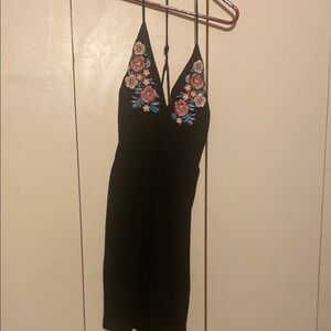 Black and Gold Sequin Embellished Slip Dress